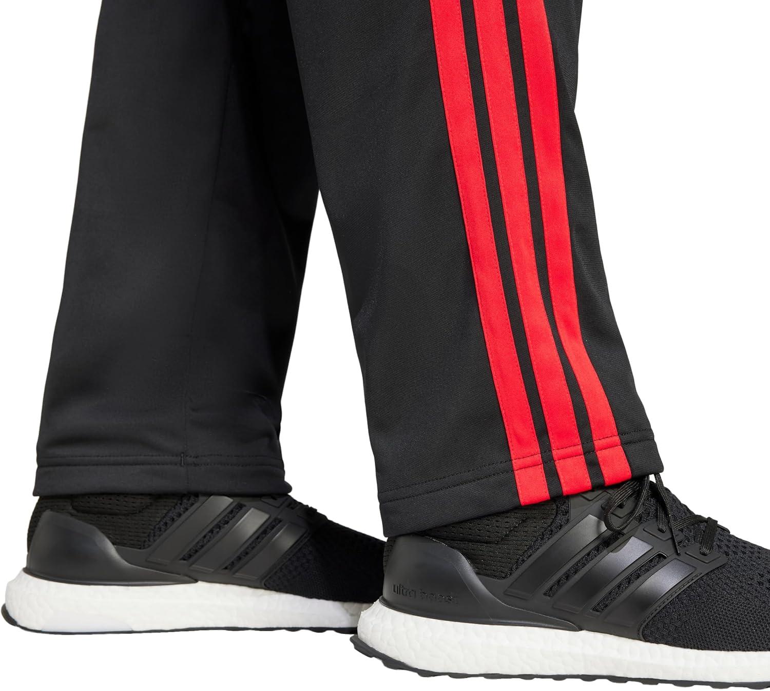 imageadidas Mens 3Stripes Tricot Opem Hem Track PantsBlackPure Ruby