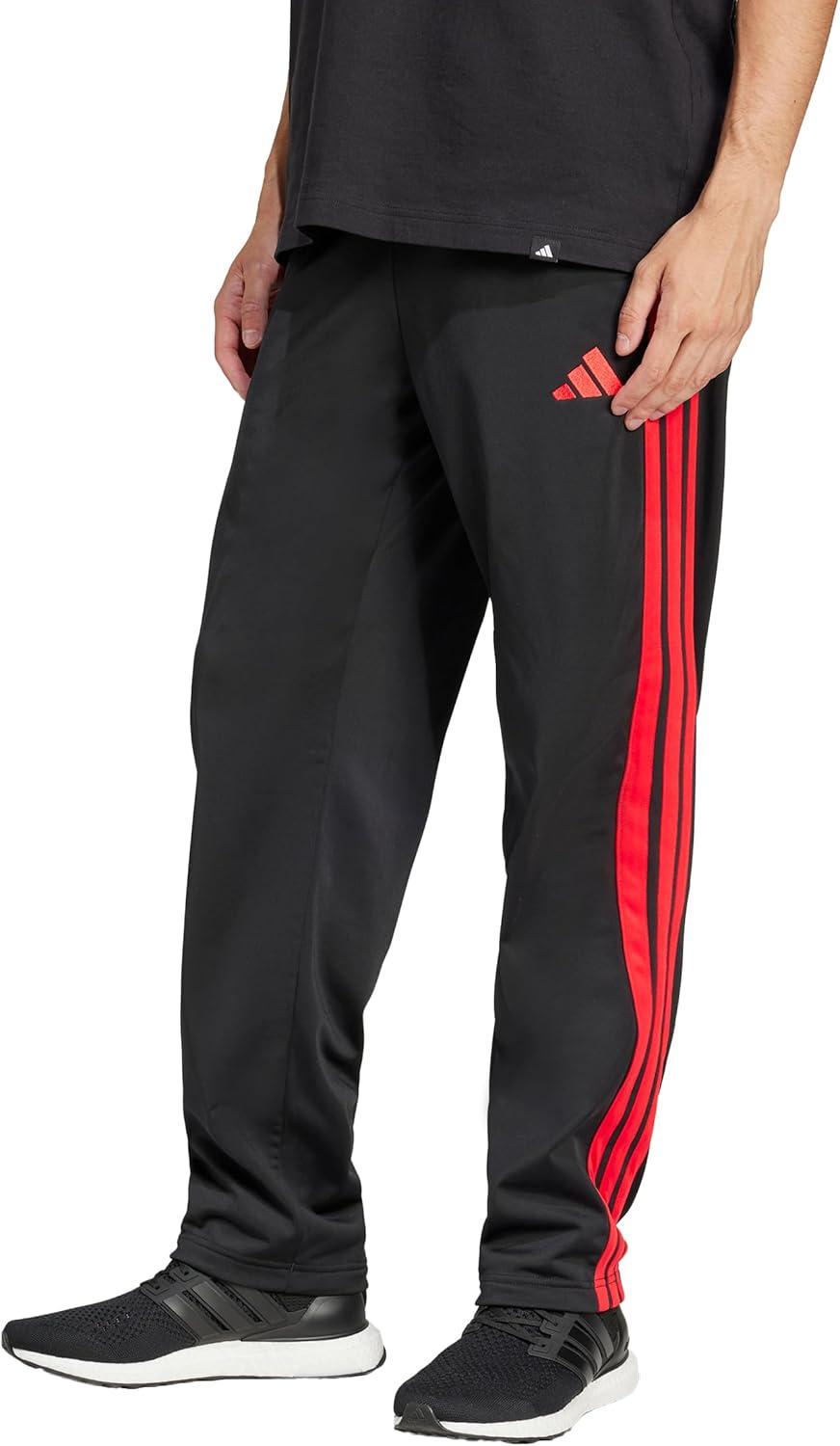 imageadidas Mens 3Stripes Tricot Opem Hem Track PantsBlackPure Ruby