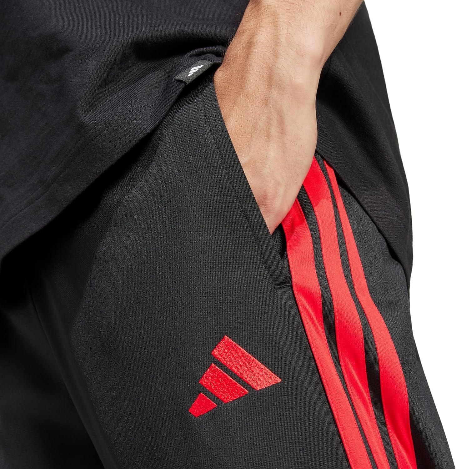 imageadidas Mens 3Stripes Tricot Opem Hem Track PantsBlackPure Ruby