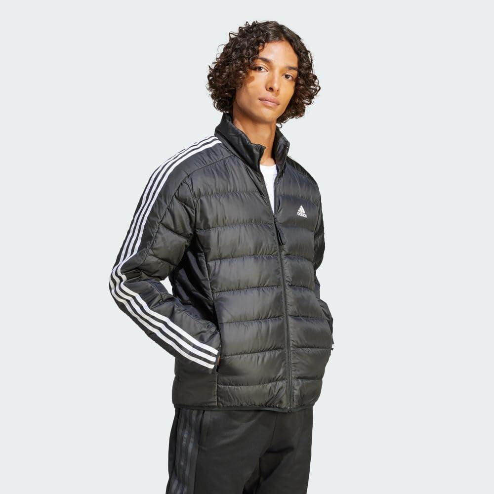 imageadidas Mens Essentials 3Stripes Light Down JacketBlack