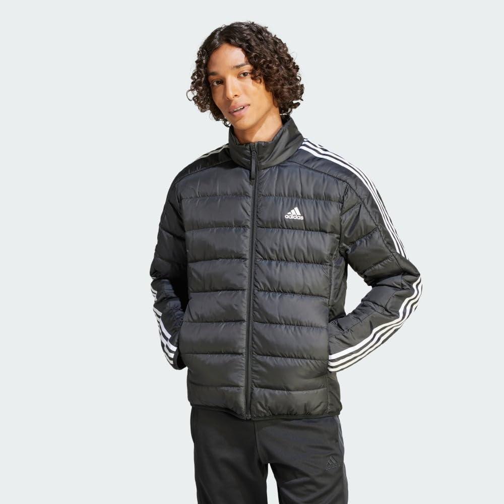 imageadidas Mens Essentials 3Stripes Light Down JacketBlack