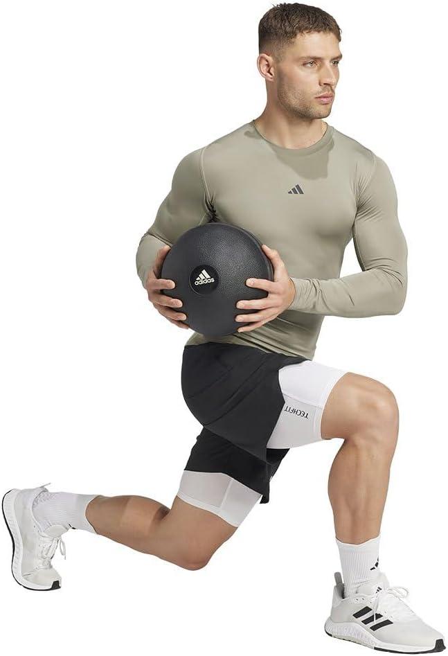imageadidas Mens Techfit Compression Long Sleeve Training TShirtSilver Pebble
