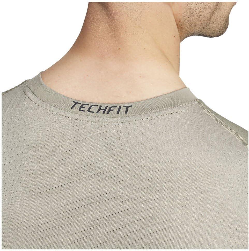 imageadidas Mens Techfit Compression Long Sleeve Training TShirtSilver Pebble