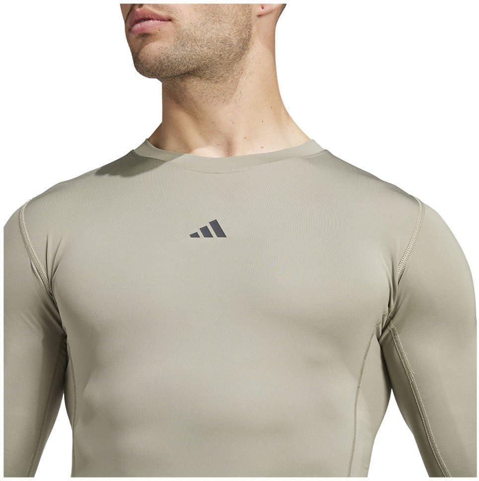 imageadidas Mens Techfit Compression Long Sleeve Training TShirtSilver Pebble