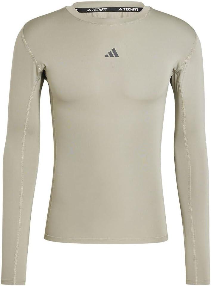 imageadidas Mens Techfit Compression Long Sleeve Training TShirtSilver Pebble