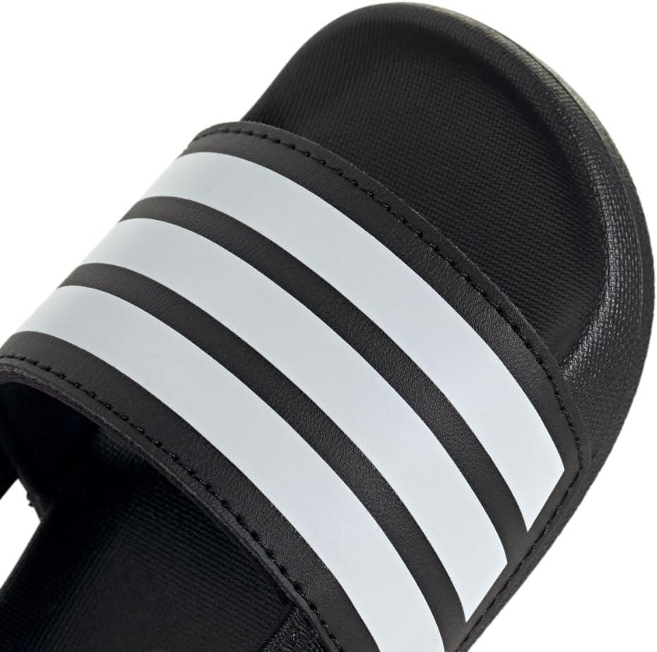 imageadidas UnisexChild Adilette Estrap Slide SandalBlackWhiteBlack