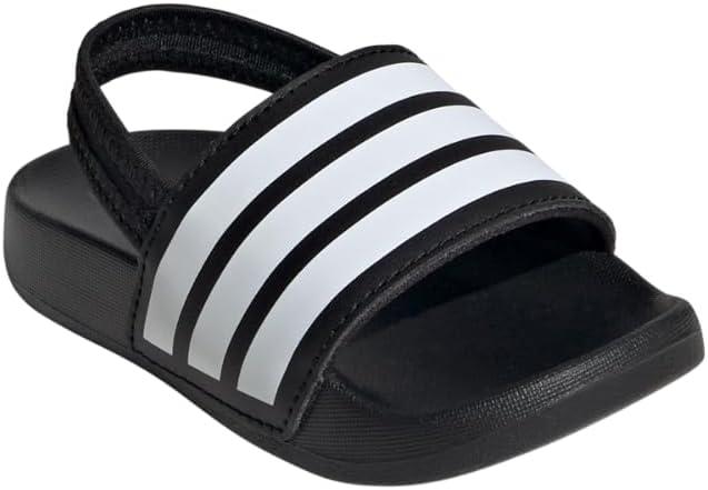 imageadidas UnisexChild Adilette Estrap Slide SandalBlackWhiteBlack