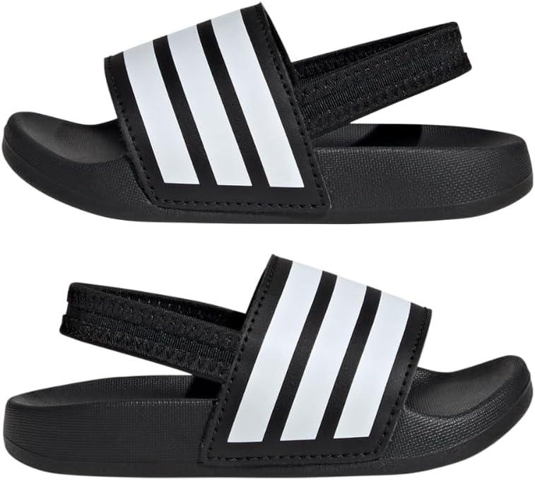 imageadidas UnisexChild Adilette Estrap Slide SandalBlackWhiteBlack