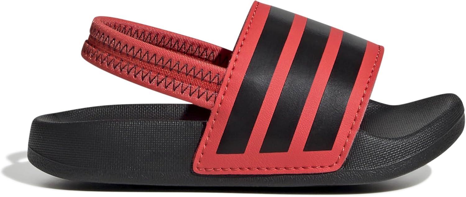 imageadidas UnisexChild Adilette Estrap Slide SandalBright RedBlackBlack