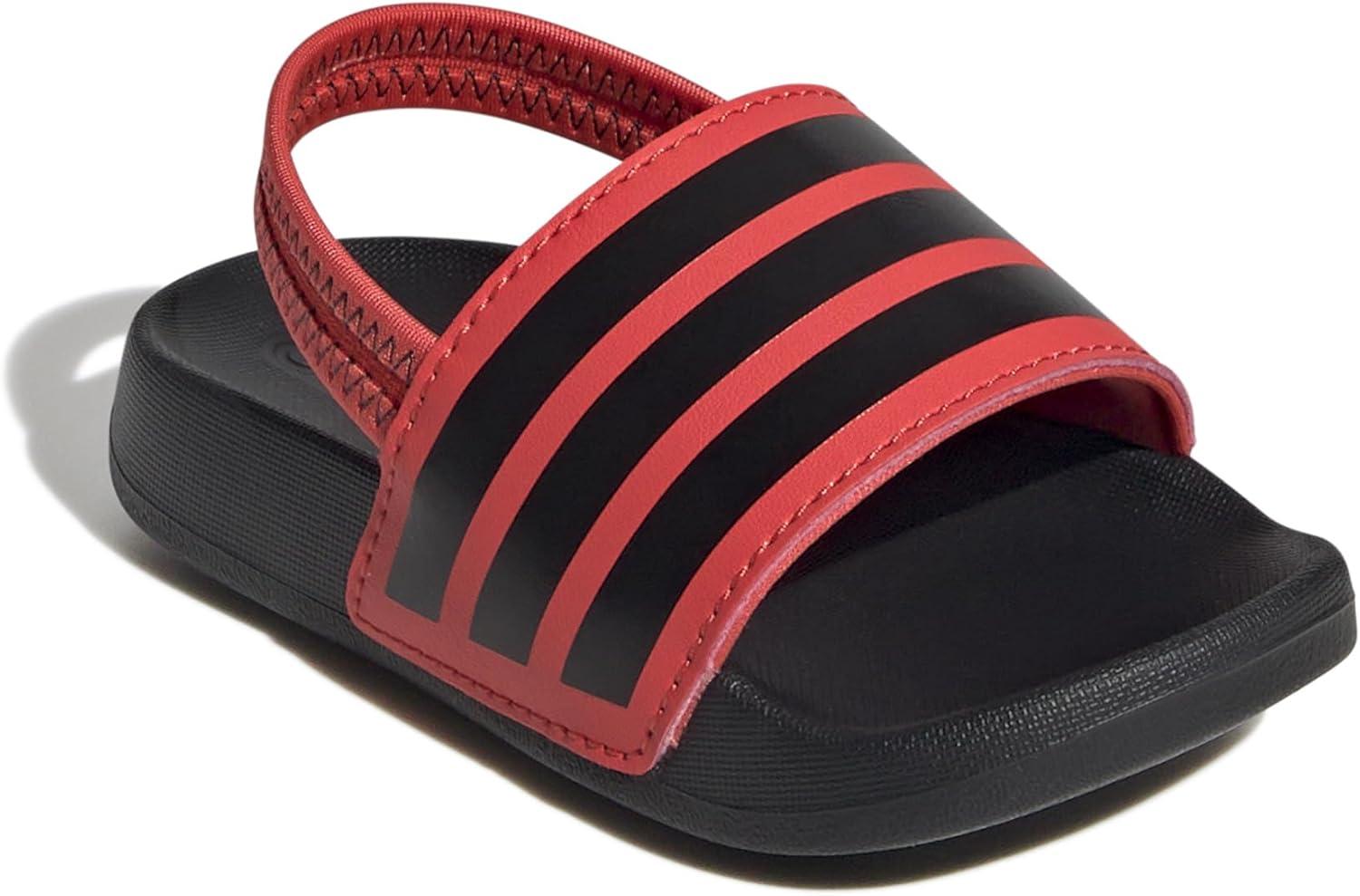 imageadidas UnisexChild Adilette Estrap Slide SandalBright RedBlackBlack
