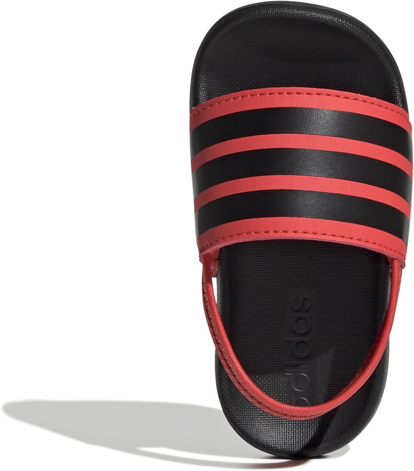 imageadidas UnisexChild Adilette Estrap Slide SandalBright RedBlackBlack
