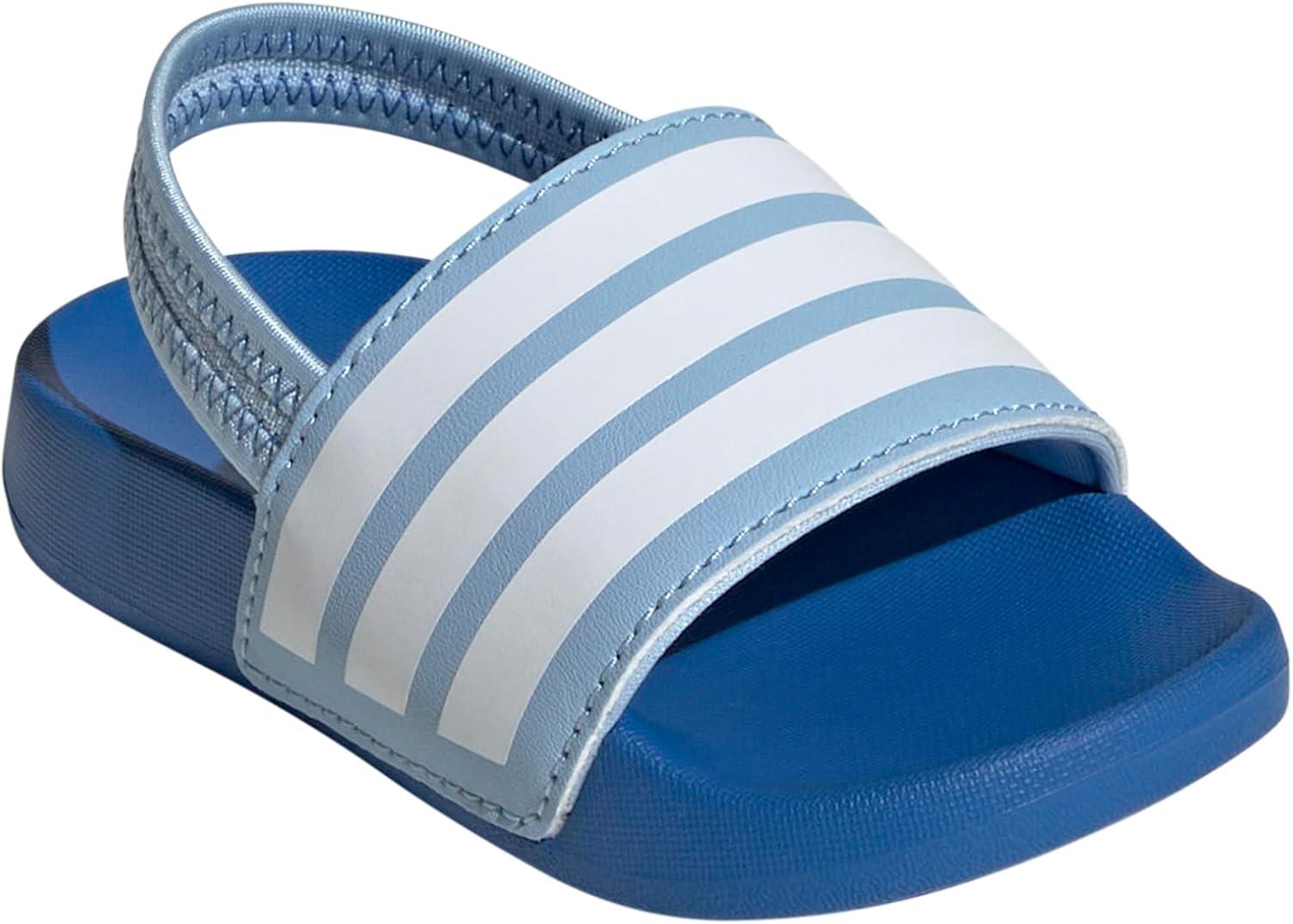 imageadidas UnisexChild Adilette Estrap Slide SandalClear SkyWhiteBright Royal