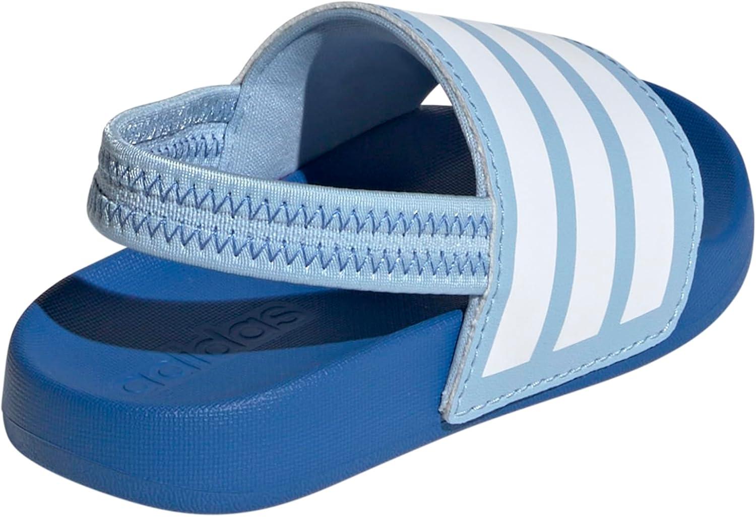 imageadidas UnisexChild Adilette Estrap Slide SandalClear SkyWhiteBright Royal