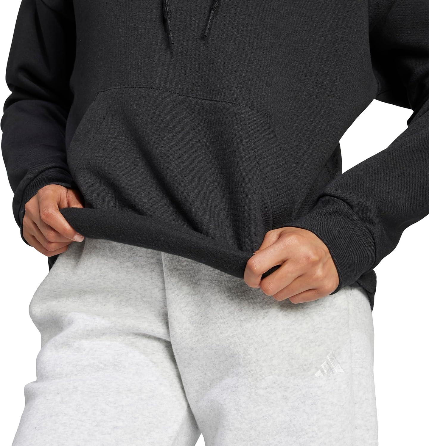 imageadidas Womens Essentials Linear Fleece HoodieBlackWhite