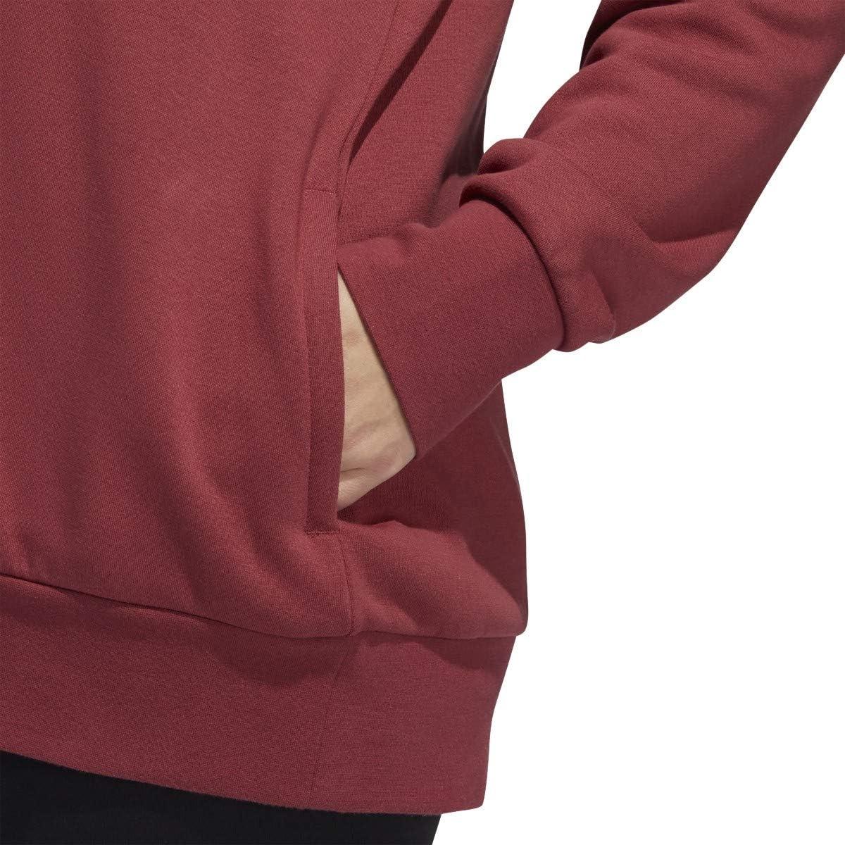 imageadidas Womens Essentials Linear Fleece HoodieLegacy RedWhite