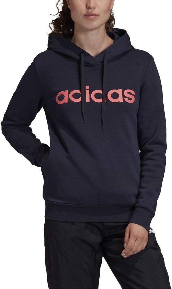 imageadidas Womens Essentials Linear Fleece HoodieLegend InkSignal Pink