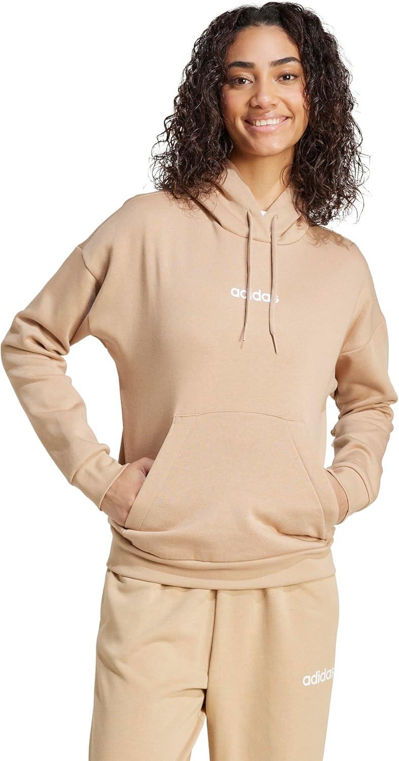imageadidas Womens Essentials Linear Fleece HoodieWarm SandstoneWhite