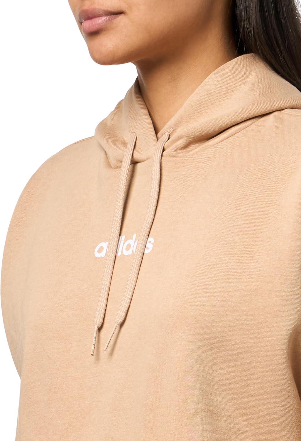 imageadidas Womens Essentials Linear Fleece HoodieWarm SandstoneWhite