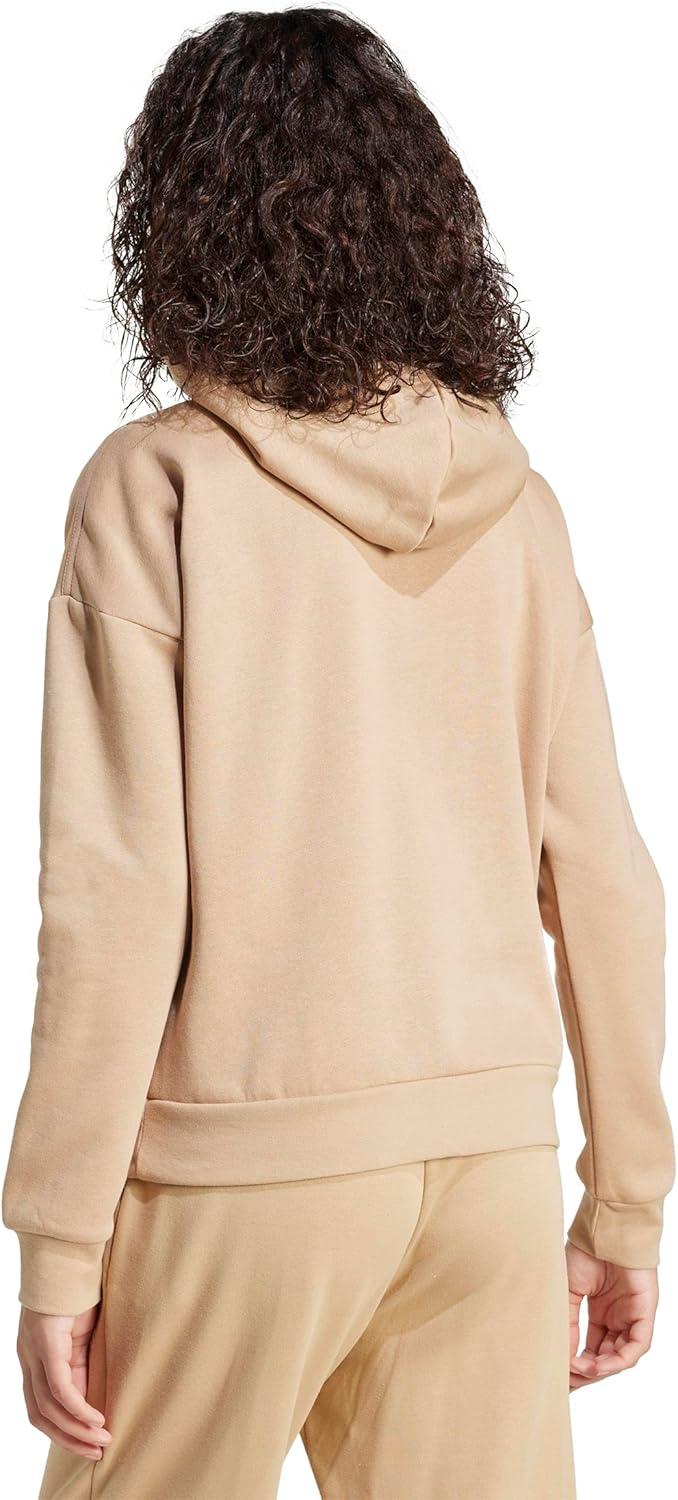 imageadidas Womens Essentials Linear Fleece HoodieWarm SandstoneWhite