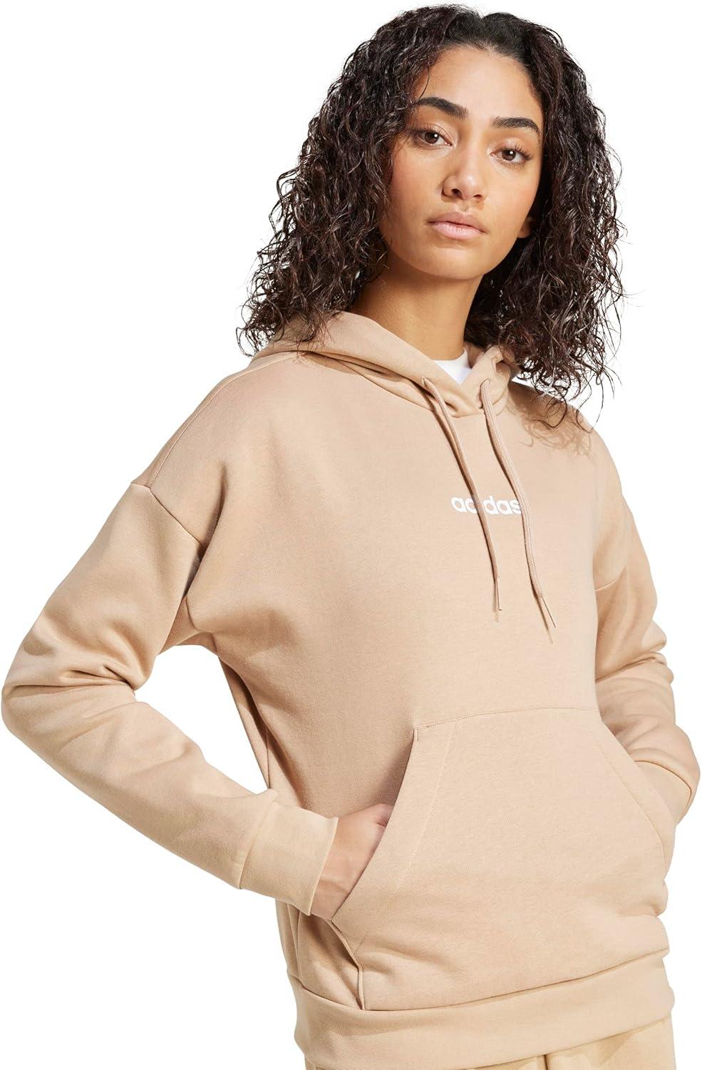 imageadidas Womens Essentials Linear Fleece HoodieWarm SandstoneWhite