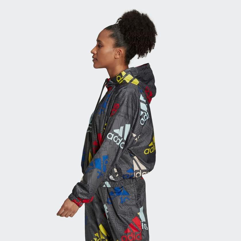 imageadidas Womens Essentials MultiColored Logo WindbreakerCarbonMulticolorWhite