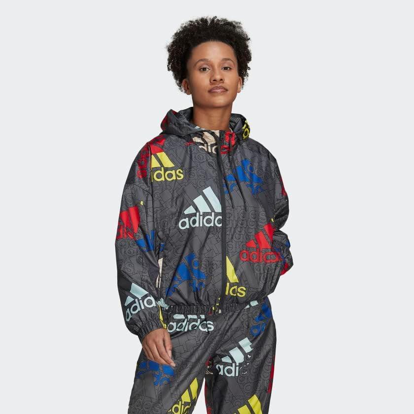 imageadidas Womens Essentials MultiColored Logo WindbreakerCarbonMulticolorWhite