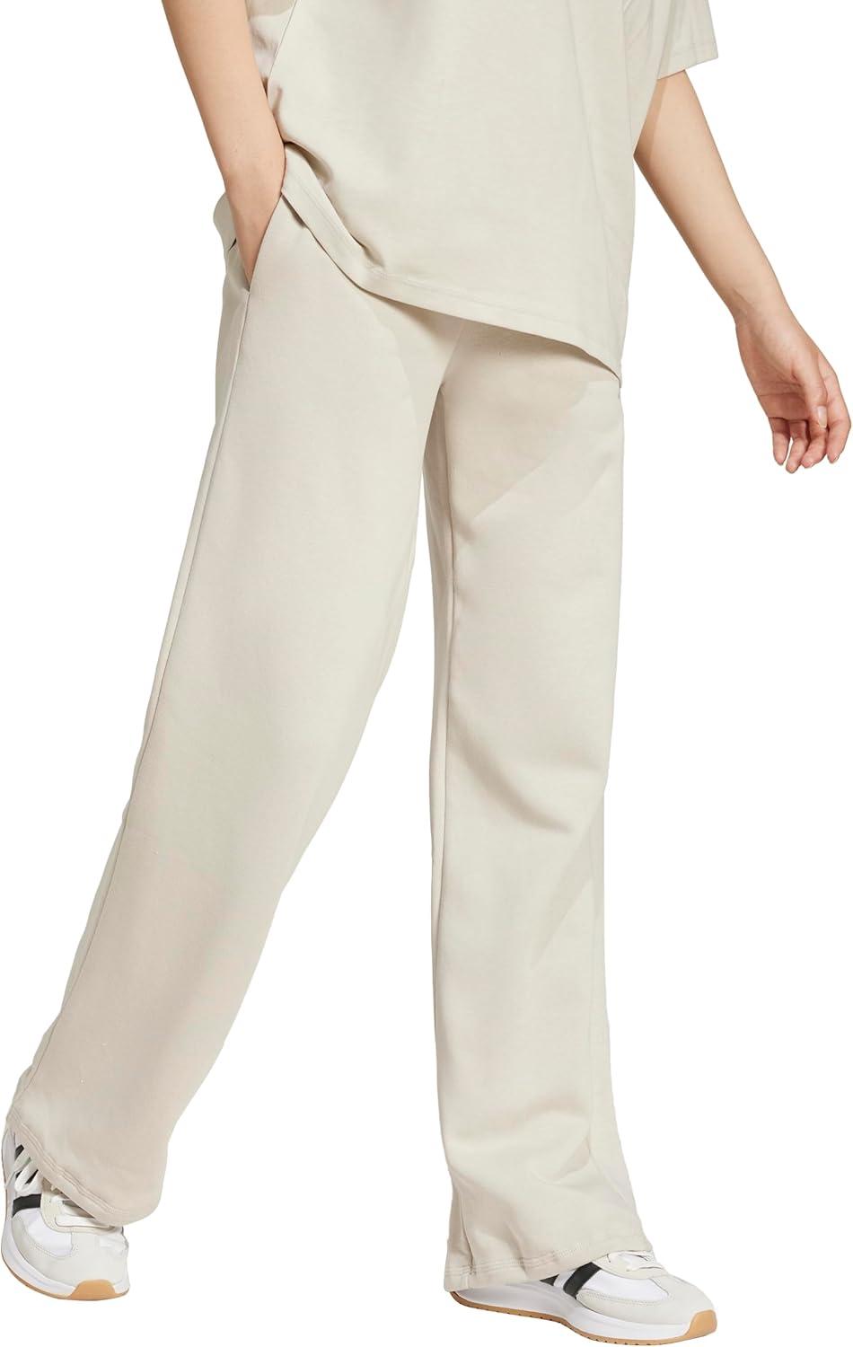 imageadidas Womens Essentials Small Logo Feelcozy Open Hem PantsWonder AluminaWhite