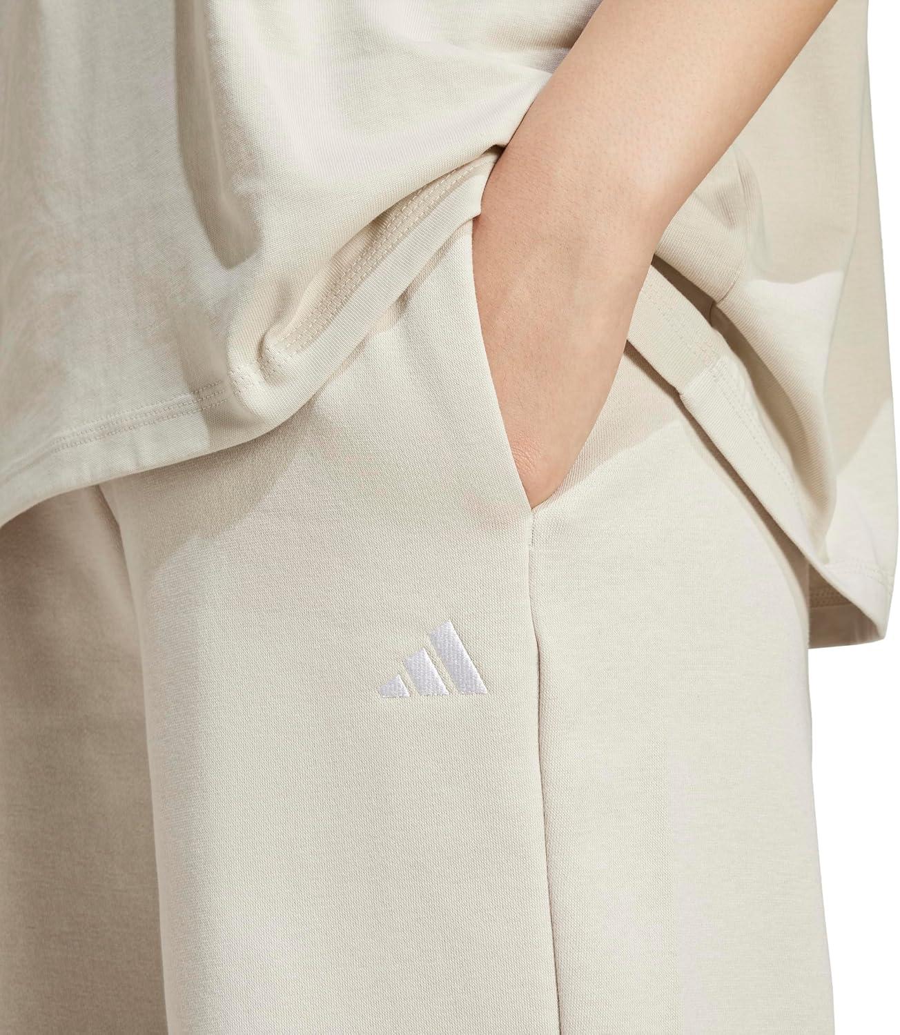 imageadidas Womens Essentials Small Logo Feelcozy Open Hem PantsWonder AluminaWhite