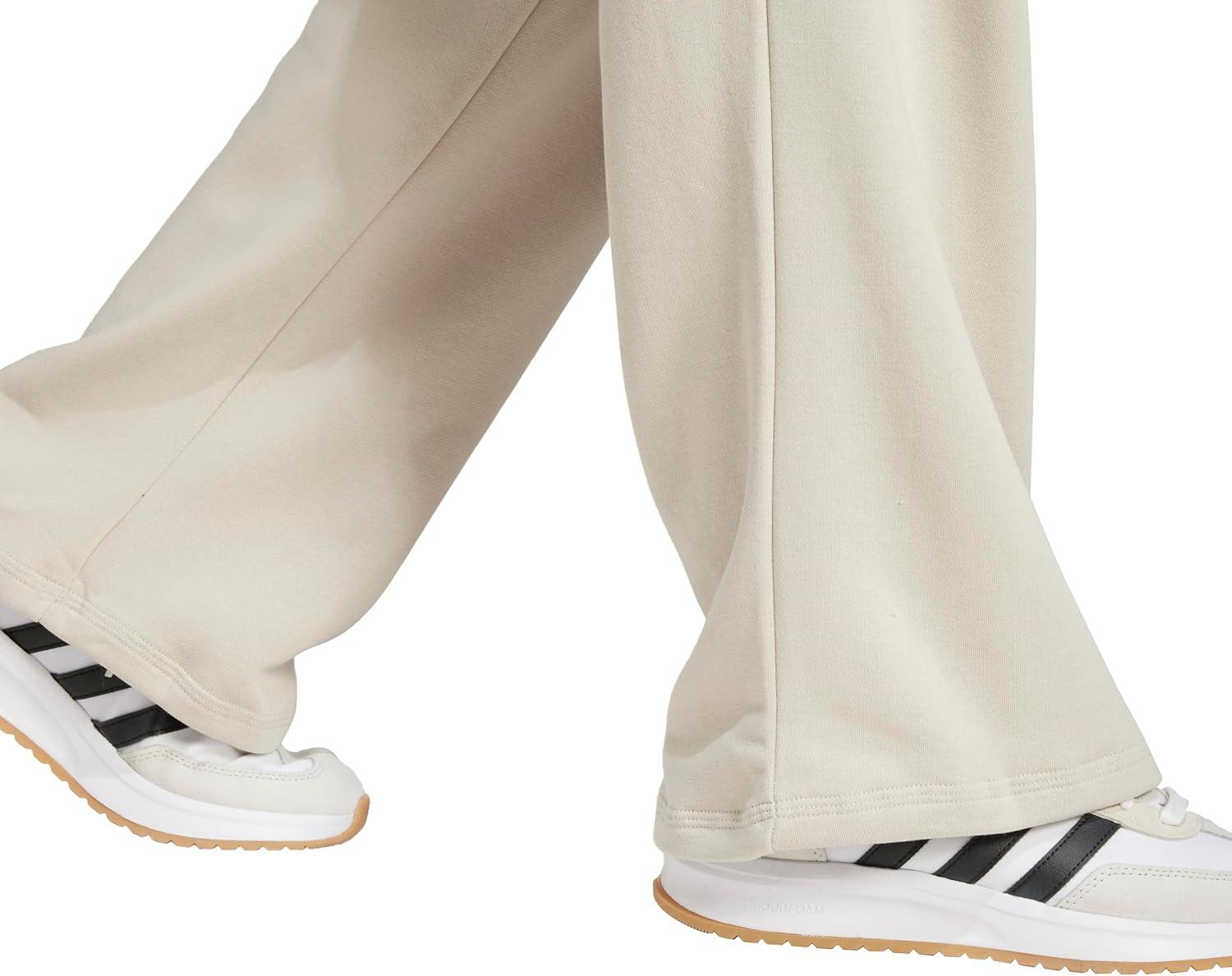 imageadidas Womens Essentials Small Logo Feelcozy Open Hem PantsWonder AluminaWhite