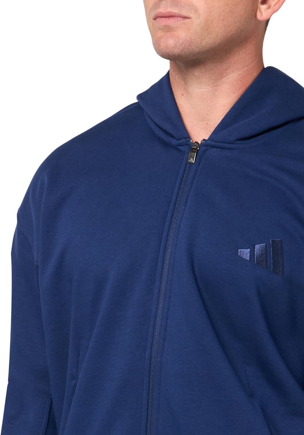 imageadidas mens All Szn Fleece Fullzip HoodieDark Blue