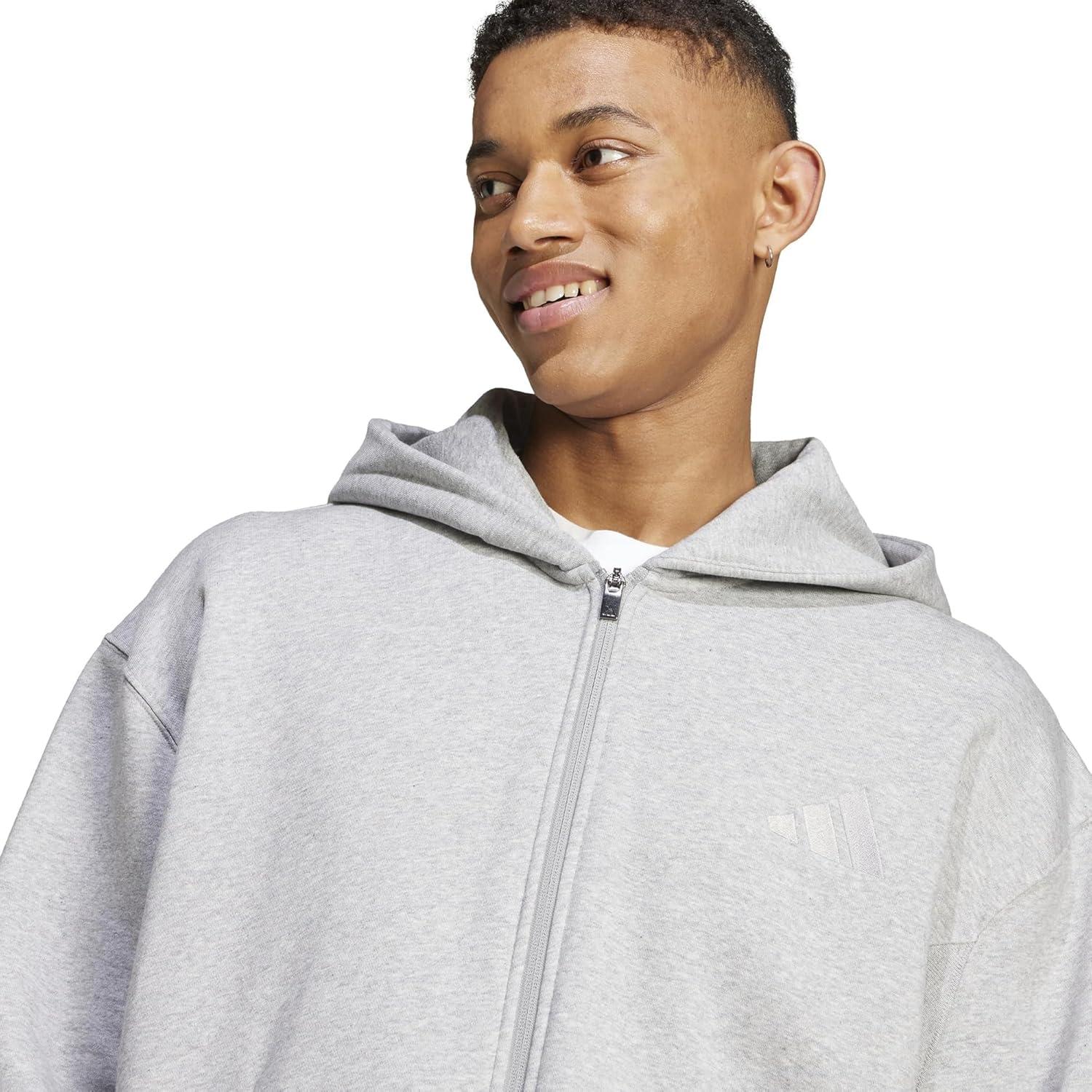 imageadidas mens All Szn Fleece Fullzip HoodieMedium Grey Heather
