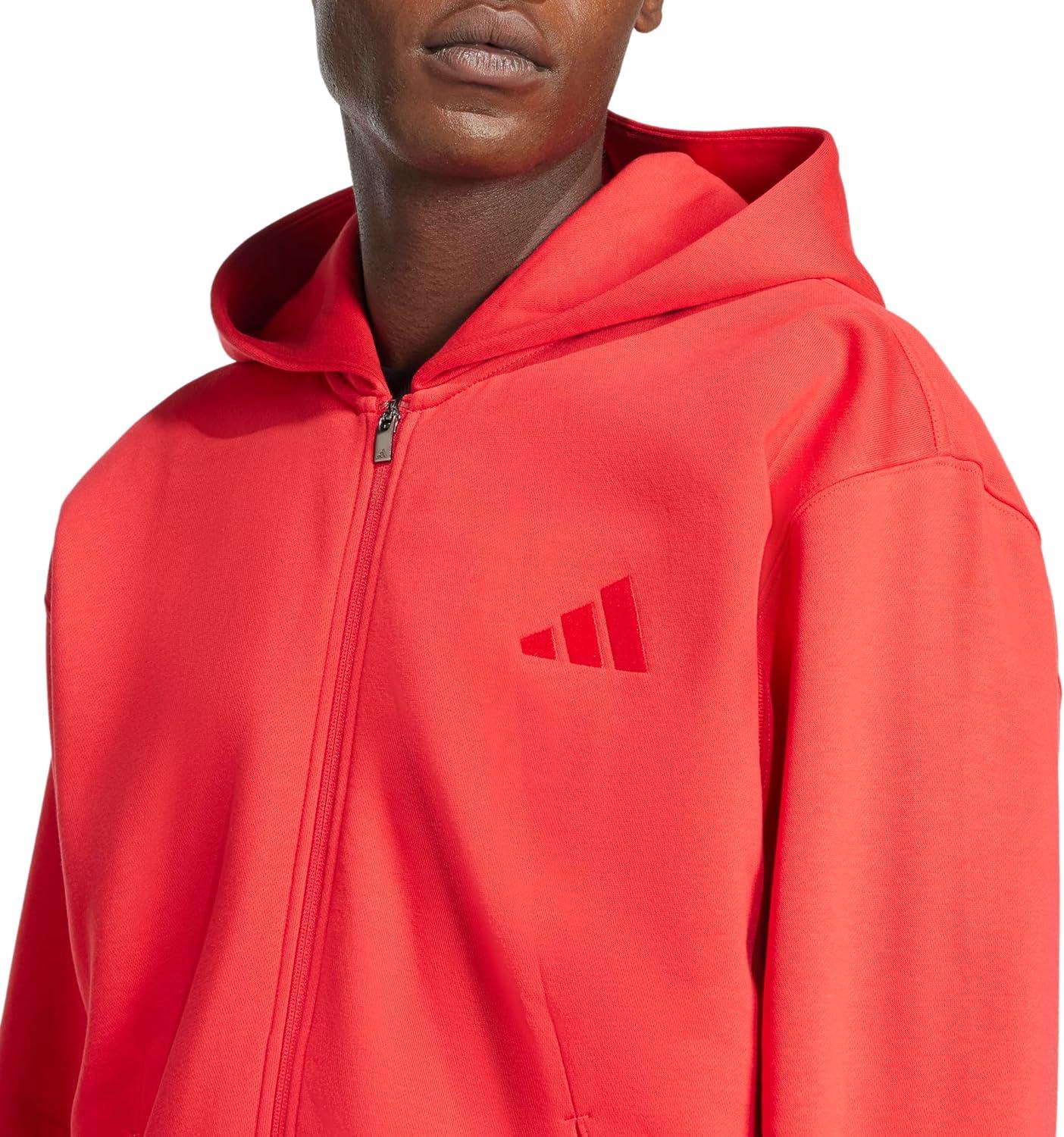 imageadidas mens All Szn Fleece Fullzip HoodiePure Ruby