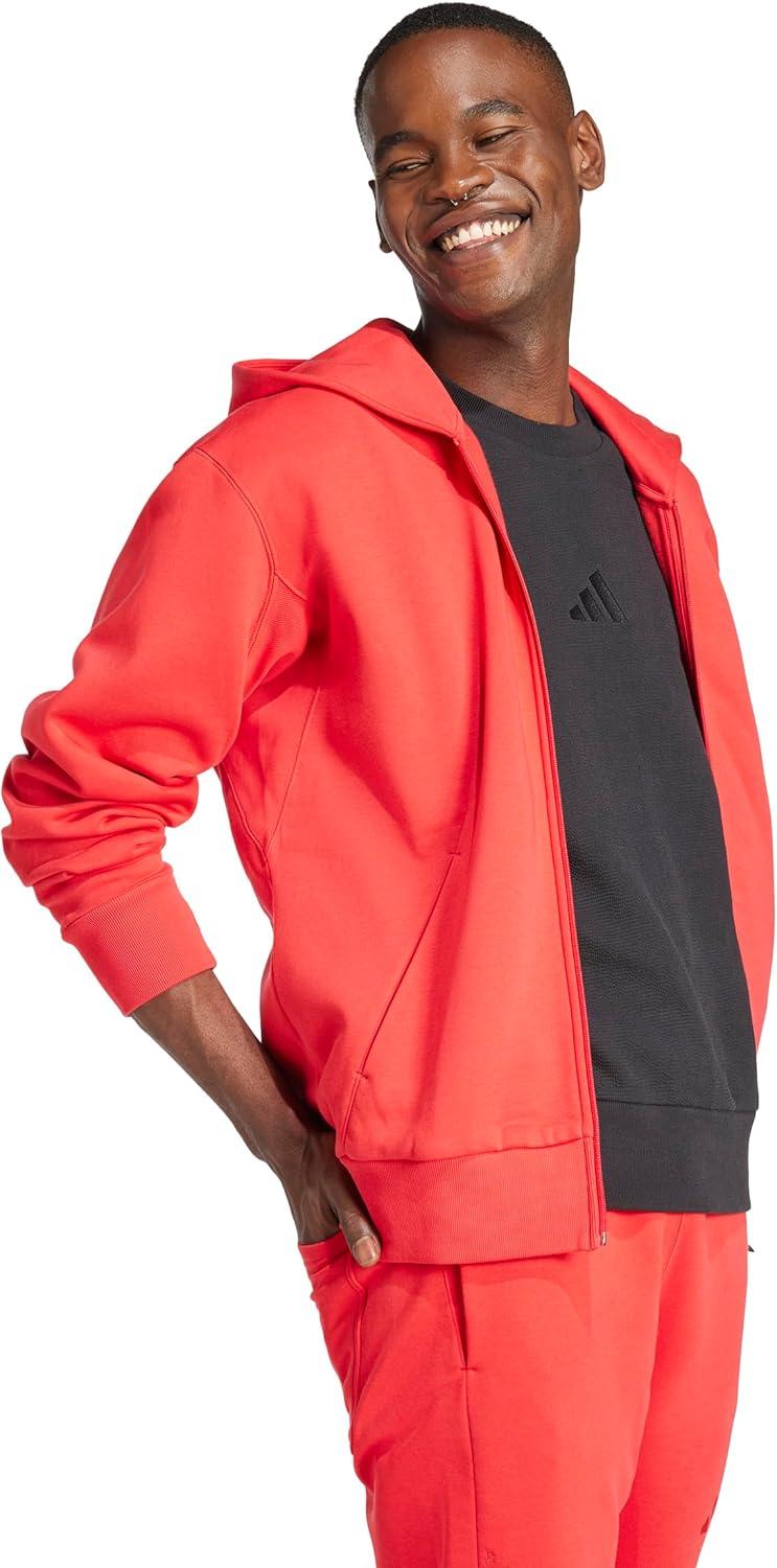imageadidas mens All Szn Fleece Fullzip HoodiePure Ruby
