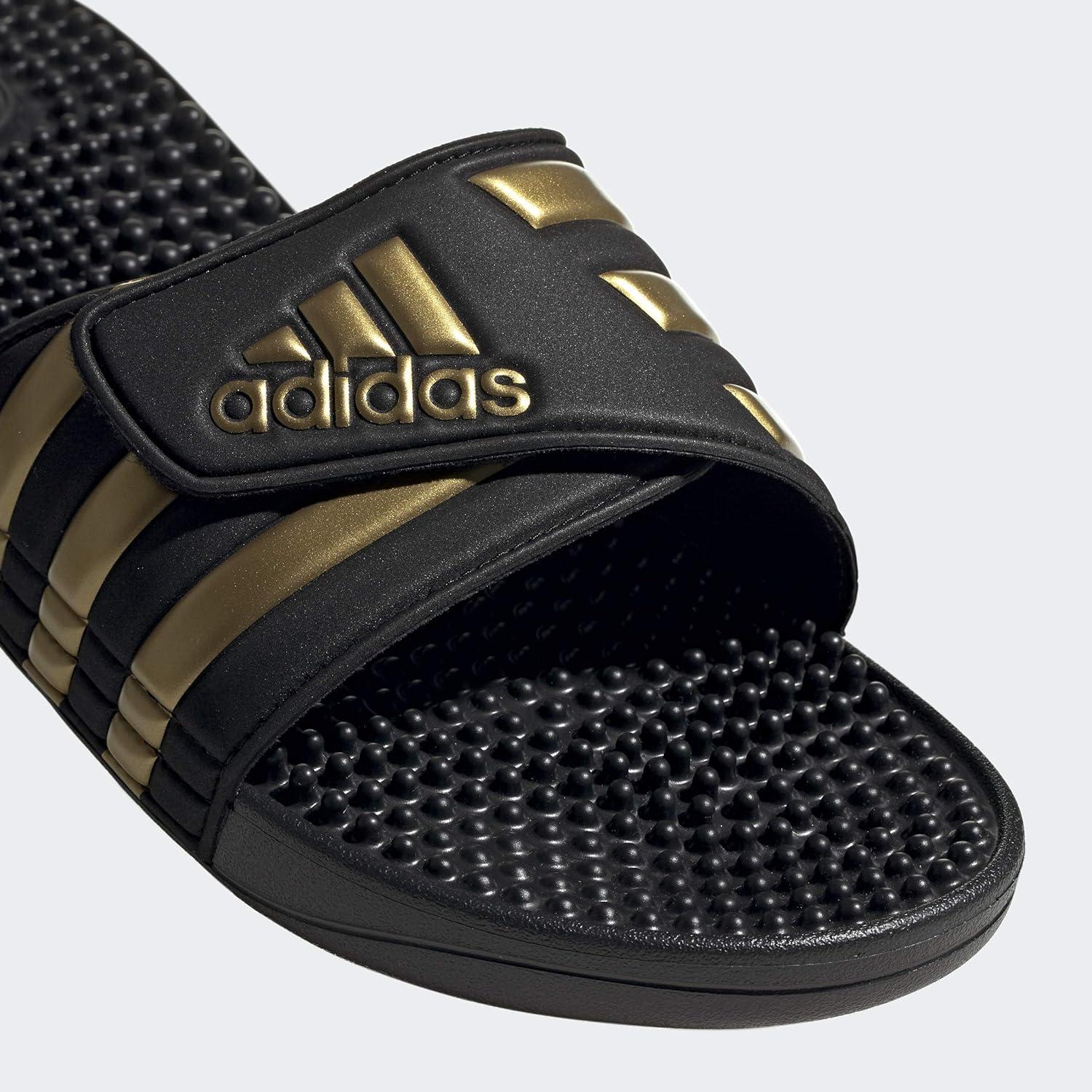 imageadidas unisexadult Adissage SlidesSandalBlackGold MetallicBlack