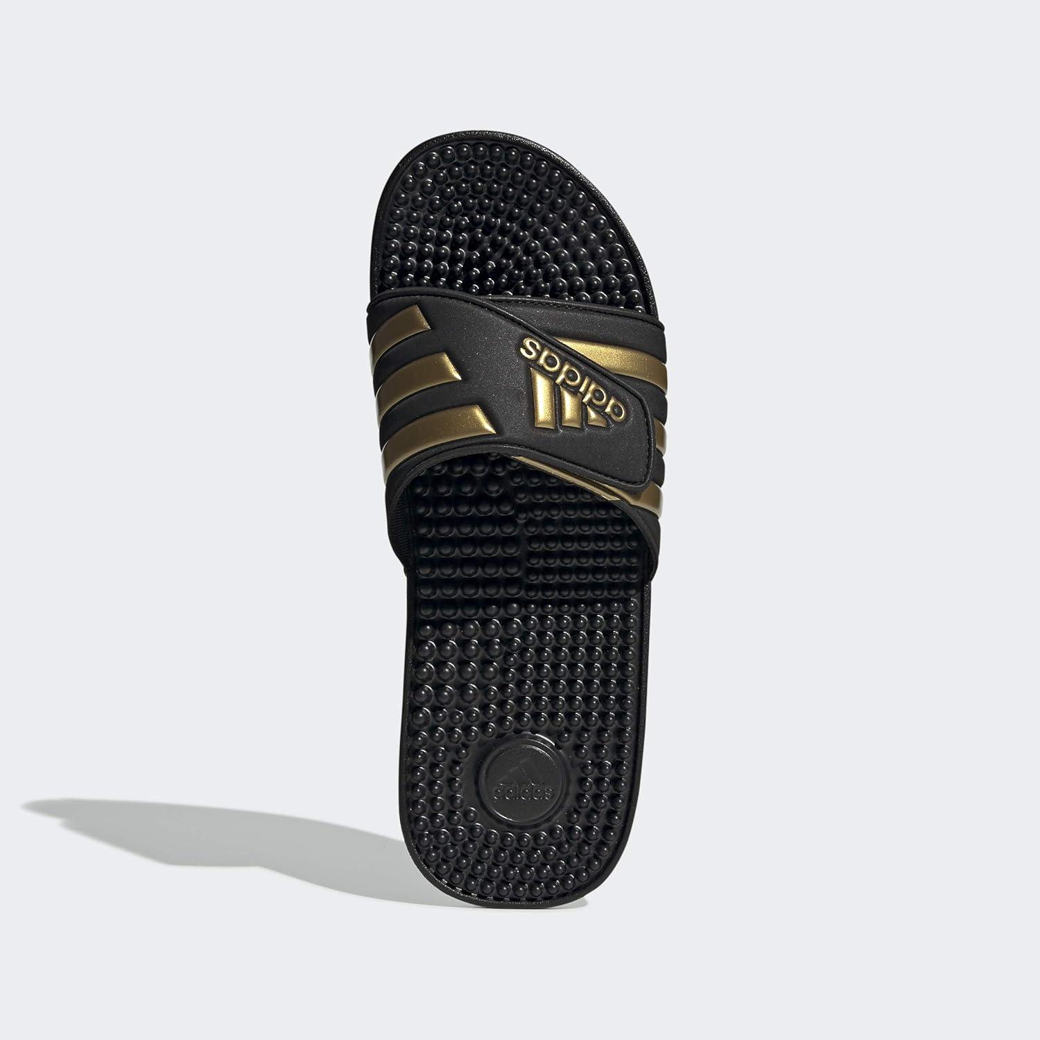 imageadidas unisexadult Adissage SlidesSandalBlackGold MetallicBlack