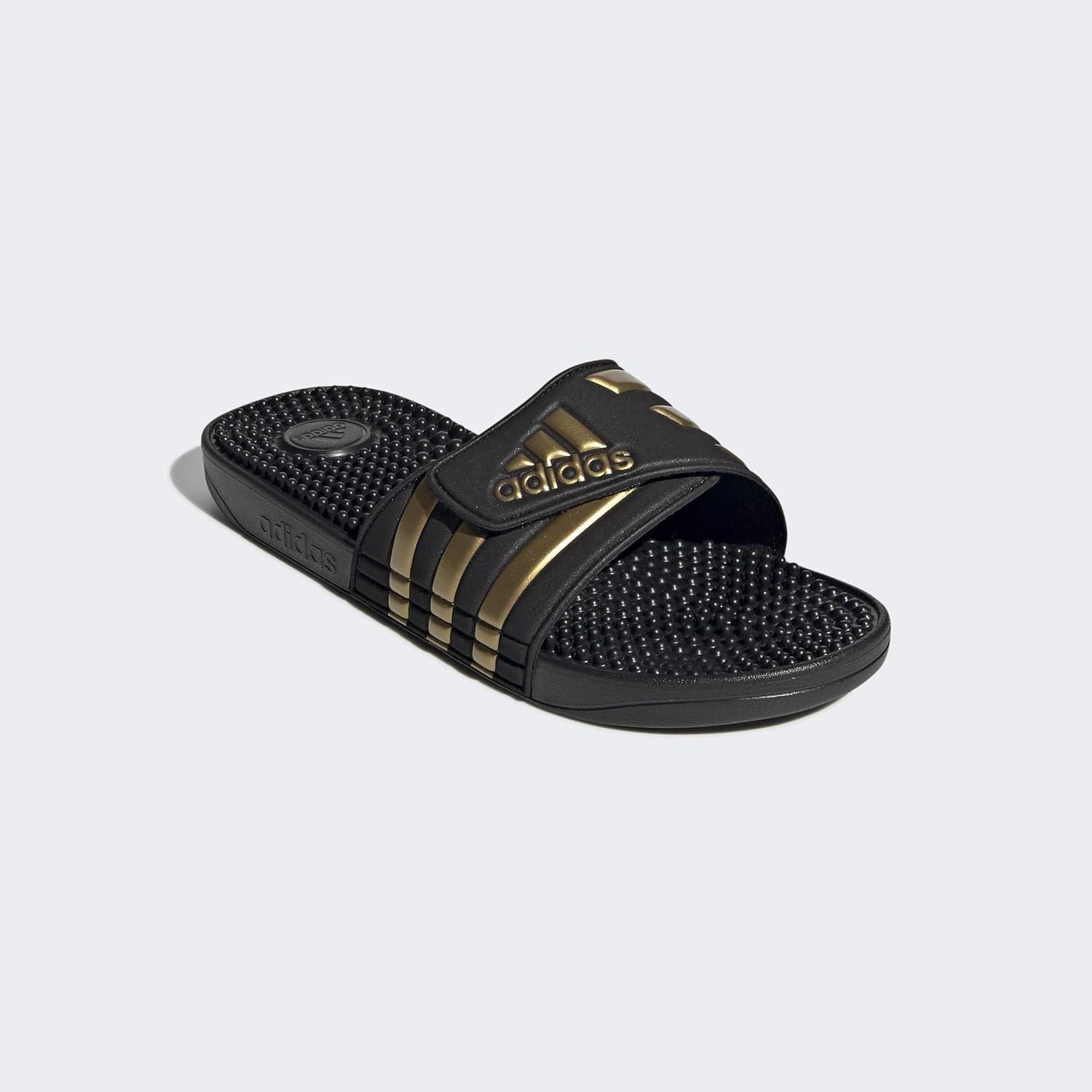 imageadidas unisexadult Adissage SlidesSandalBlackGold MetallicBlack