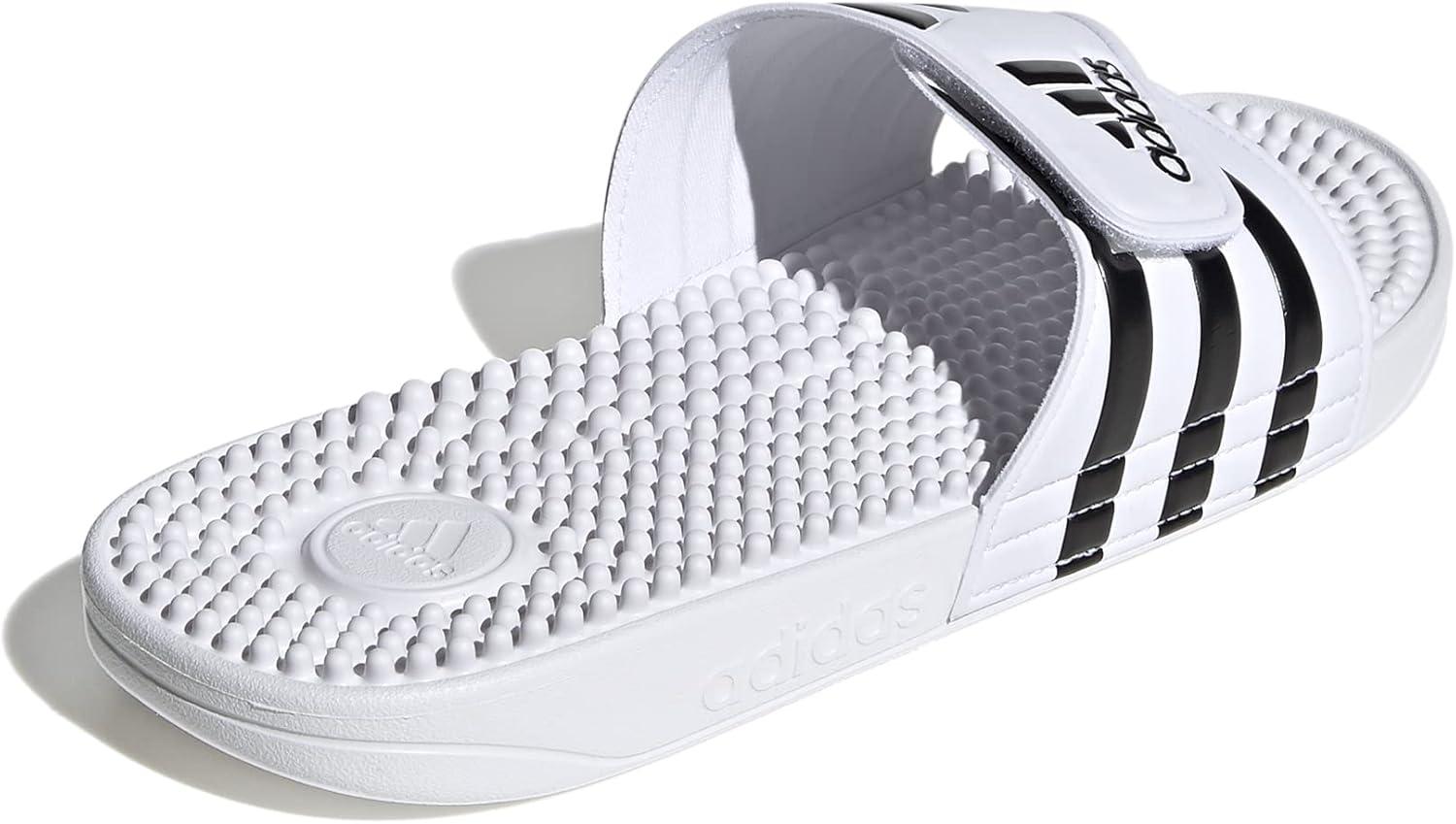 imageadidas unisexadult Adissage SlidesSandalWhiteCore BlackWhite