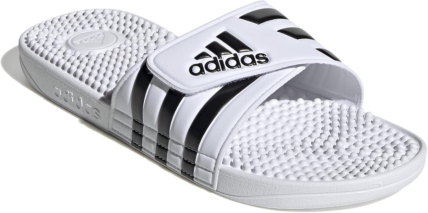 imageadidas unisexadult Adissage SlidesSandalWhiteCore BlackWhite