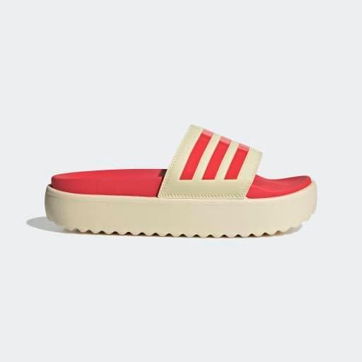 imageadidas womens Adilette PlatformWarm VanillaSemi Lucid RedSemi Lucid Red