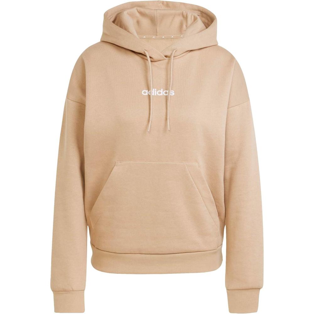 imageadidas Womens Essentials Linear Fleece HoodieWarm SandstoneWhite