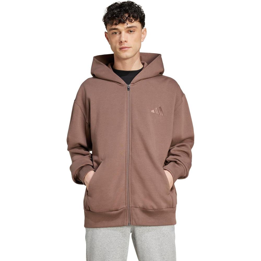 imageadidas mens All Szn Fleece Fullzip HoodieEarth Strata