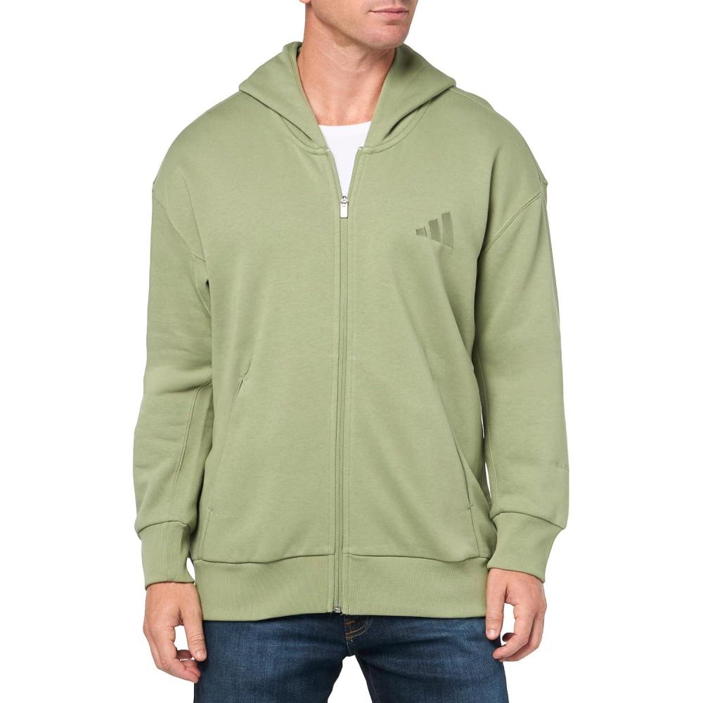imageadidas mens All Szn Fleece Fullzip HoodieTent Green