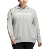imageadidas Womens Essentials Linear Fleece HoodieMedium Grey HeatherPink Tint