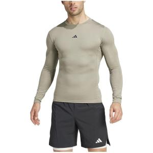 imageadidas Mens Techfit Compression Long Sleeve Training TShirtSilver Pebble
