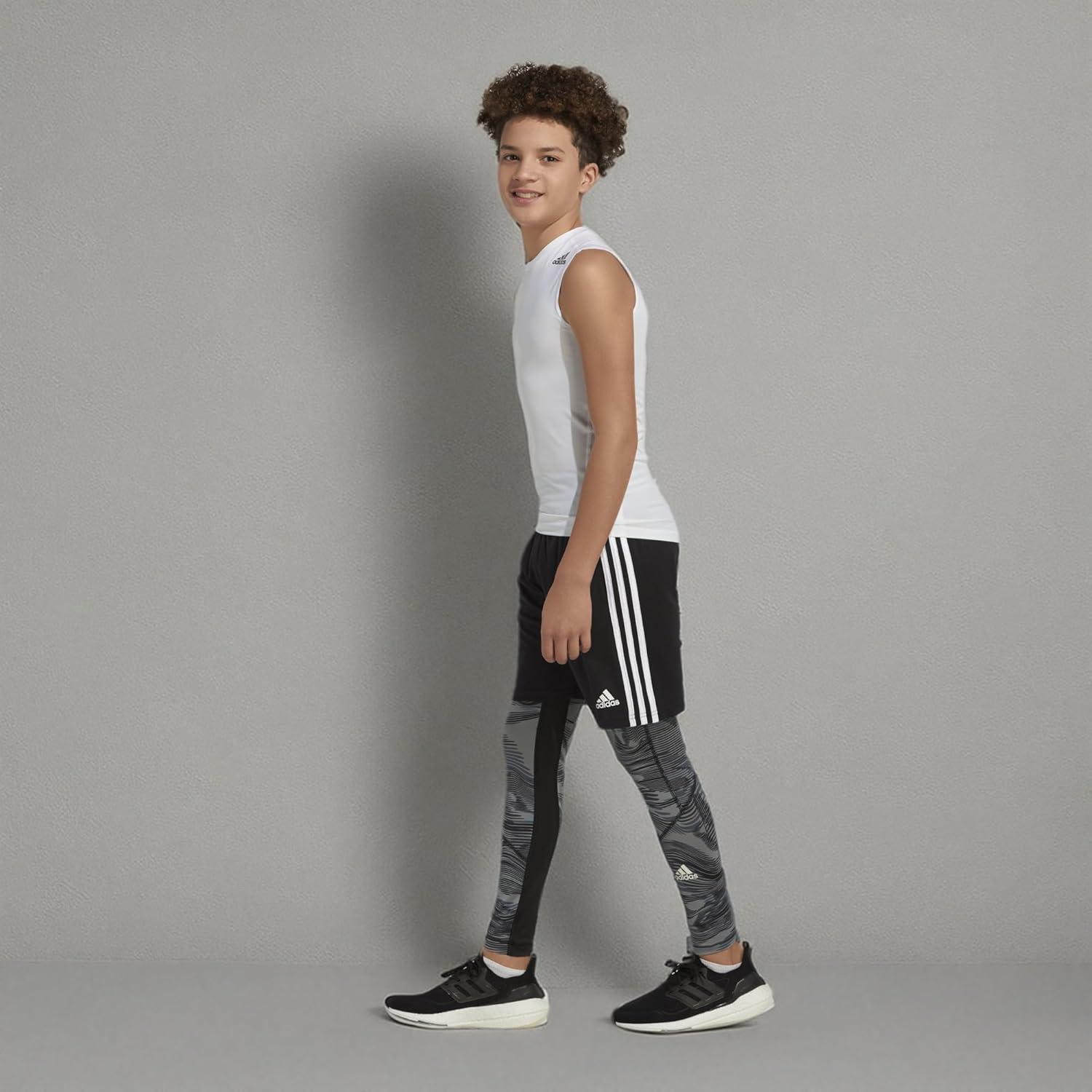 imageadidas Boys Aeroready Techfit Compression Pants TightsBlack Camouflage