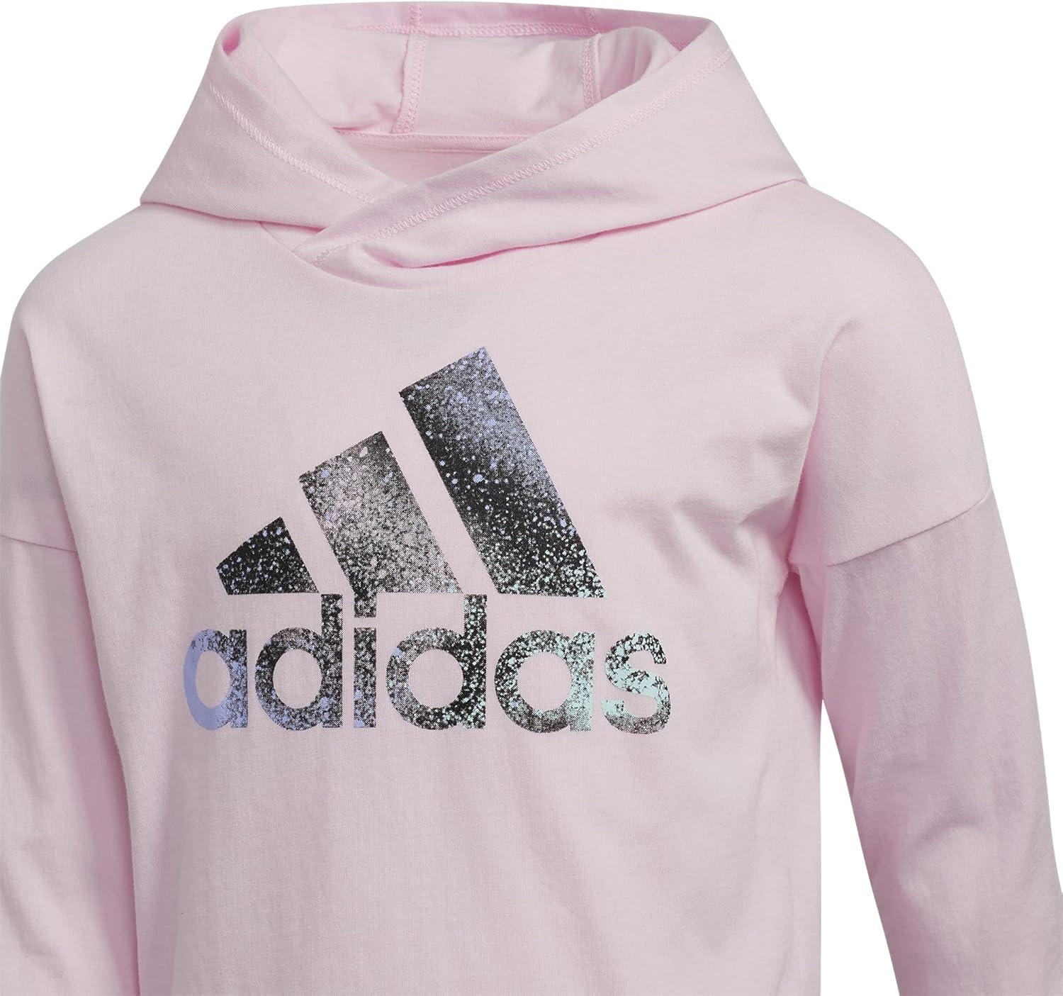 imageadidas Girls Long Sleeve Graphic Hooded Tee and Printed Tights Set