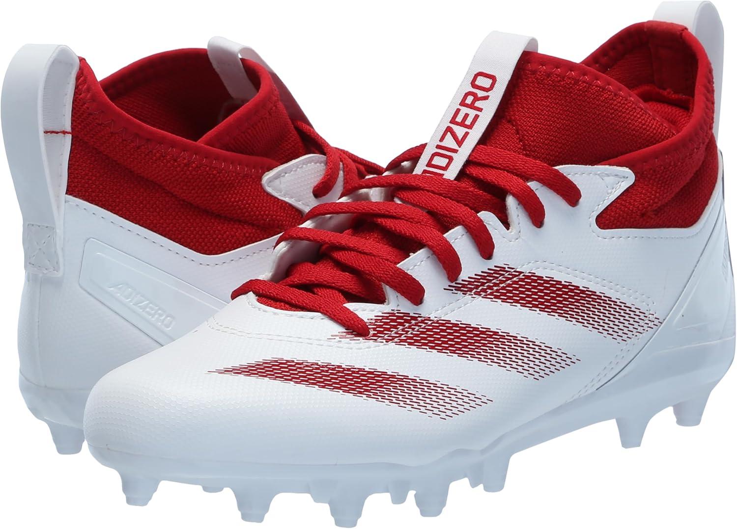 imageadidas Mens Adizero Impact2 American Football SneakerWhiteTeam Power RedWhite