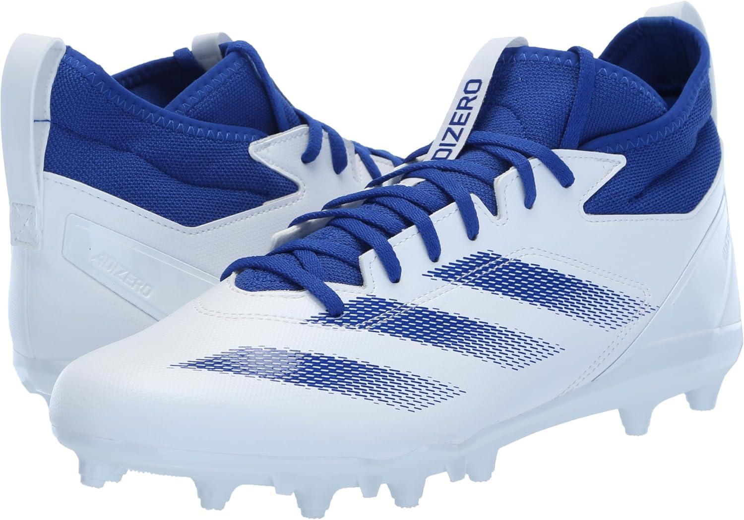 imageadidas Mens Adizero Impact2 American Football SneakerWhiteTeam Royal BlueWhite