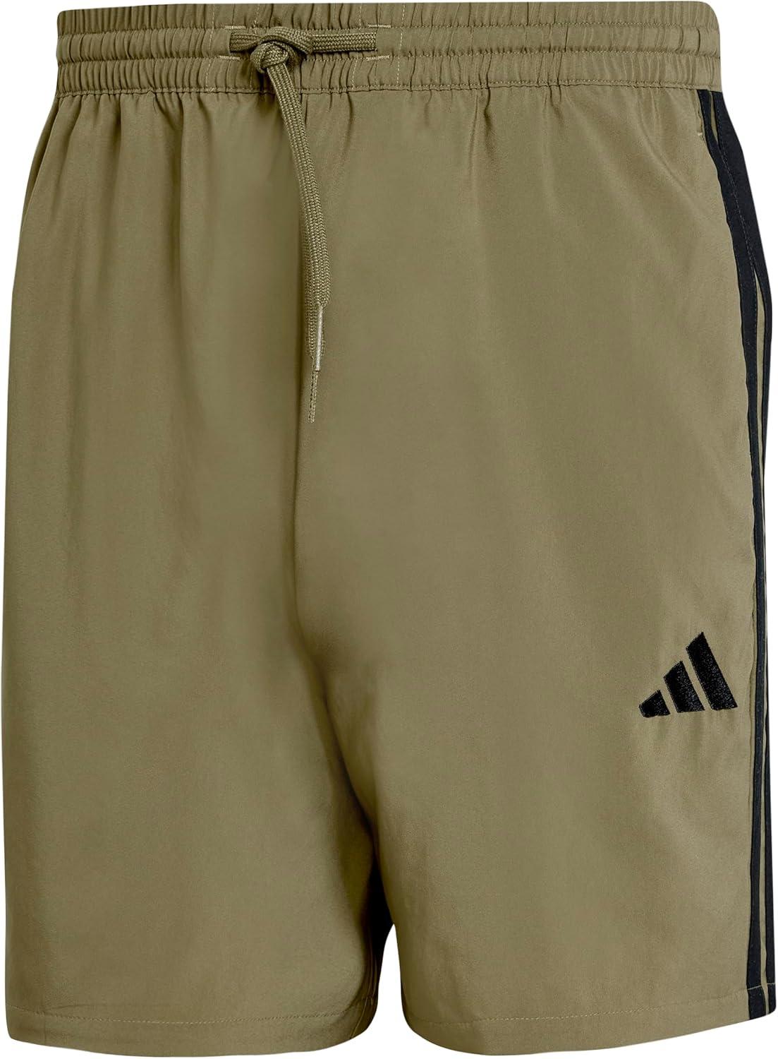 imageadidas Mens Essentials 3Stripes Chelsea 7inch ShortsOlive StrataBlack