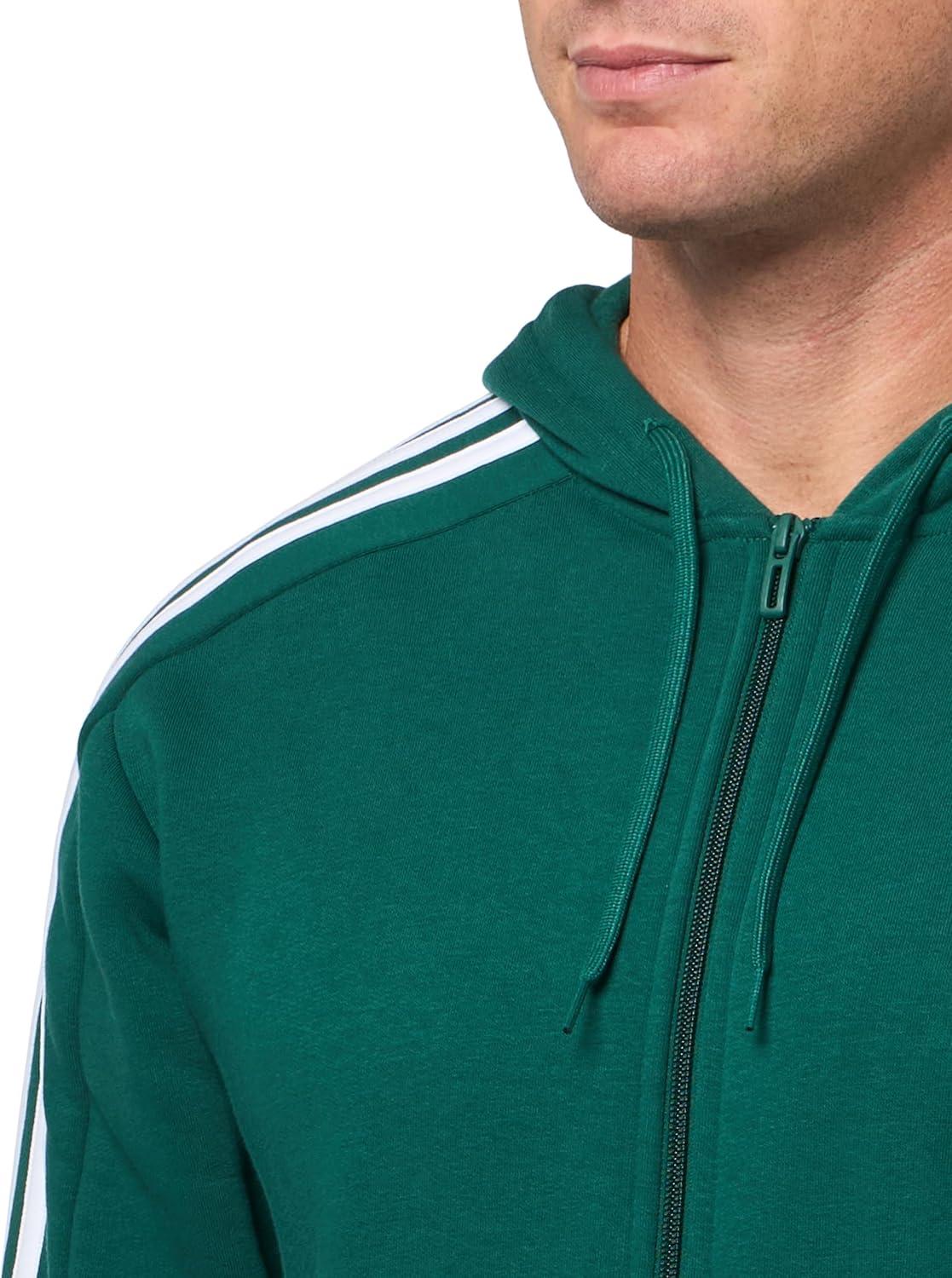 imageadidas Mens Essentials Fleece 3Stripes Hoodie Athletic Outerwear Casual  RedCollegiate GreenWhite